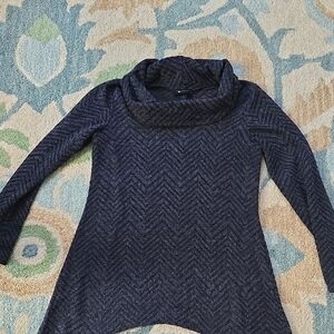 AB Studio Dark Gray Chevron Cowl Neck Sweater